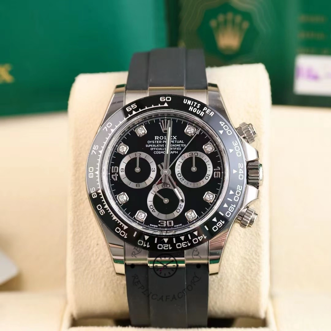 Rolex Daytona 116519 White Gold Automatic Black Dial Diamonds 40mm Mens Replica Watch - QualitySwissReplica