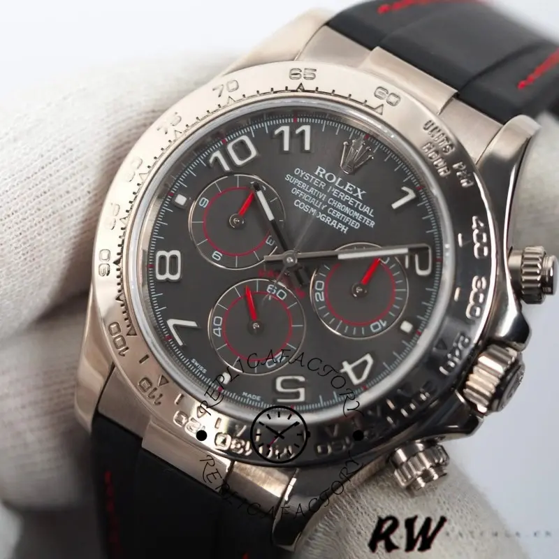 Rolex Daytona 116519 Grey Dial Black RubberB strap 40mm Mens Replica Watch - QualitySwissReplica