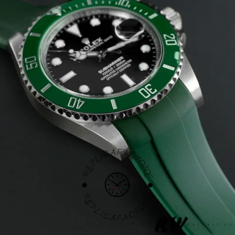 Rolex Submariner 126610LV Green Rubber Strap Black Dial 41mm Mens Replica Watch - QualitySwissReplica
