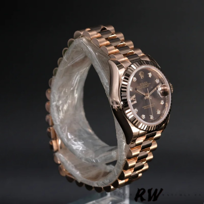 Rolex Datejust 279175 Chocolate Diamond Mark Fluted Bezel 28mm Lady Replica Watch - QualitySwissReplica
