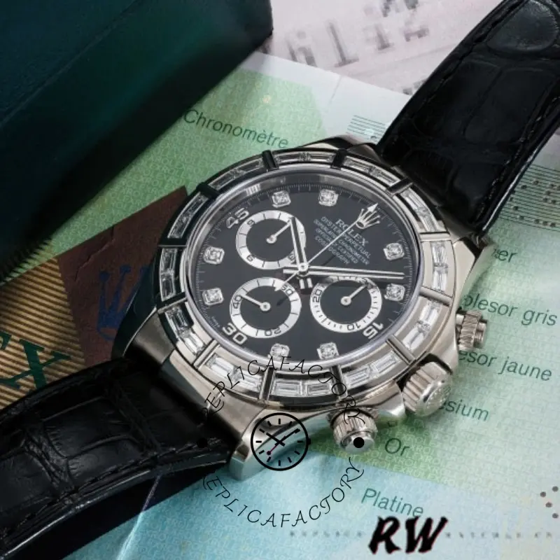 Rolex Cosmograph Daytona 116589 Black Diamond Dial 40MM Mens Replica Watch - QualitySwissReplica