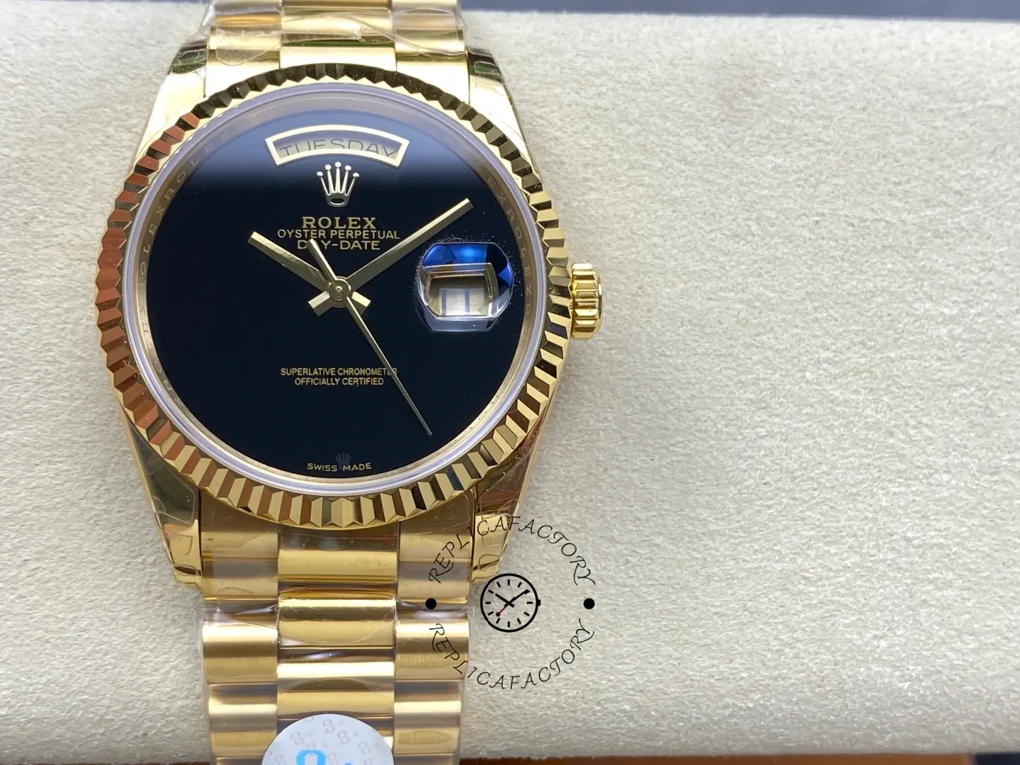 Rolex Day-Date 18038 36mm President Men's Onyx Dial Watch 1:1 Clone - QualitySwissReplica
