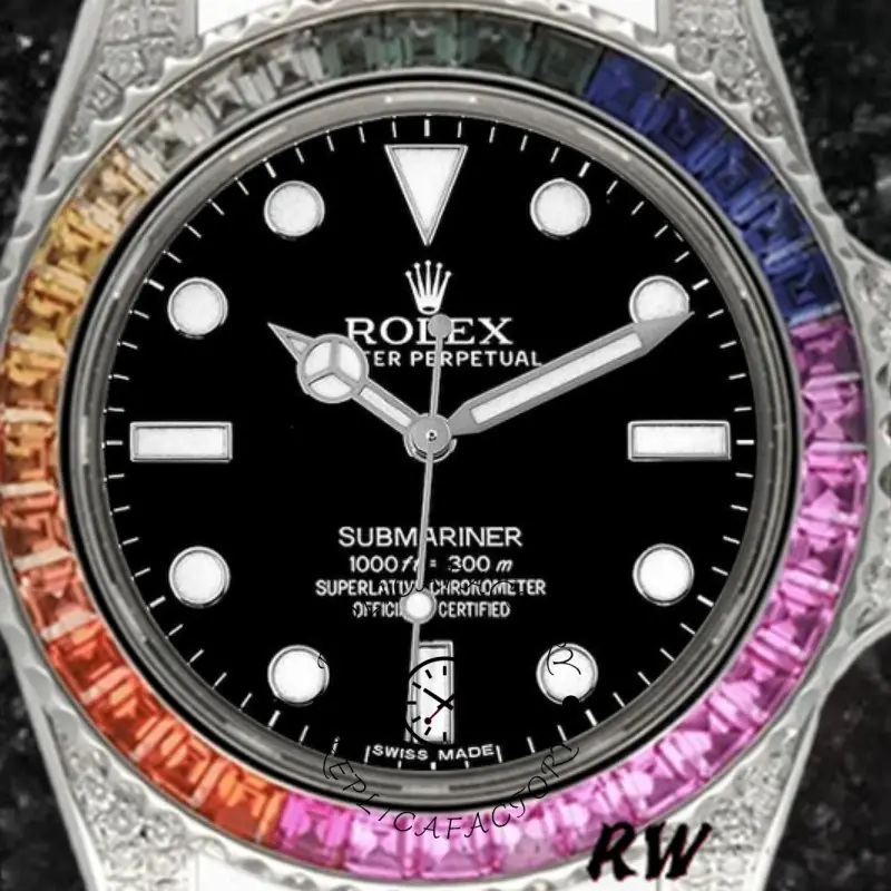 Rolex Submariner 116610 Black Dial White Rubber strap 40mm Mens Replica Watch - QualitySwissReplica
