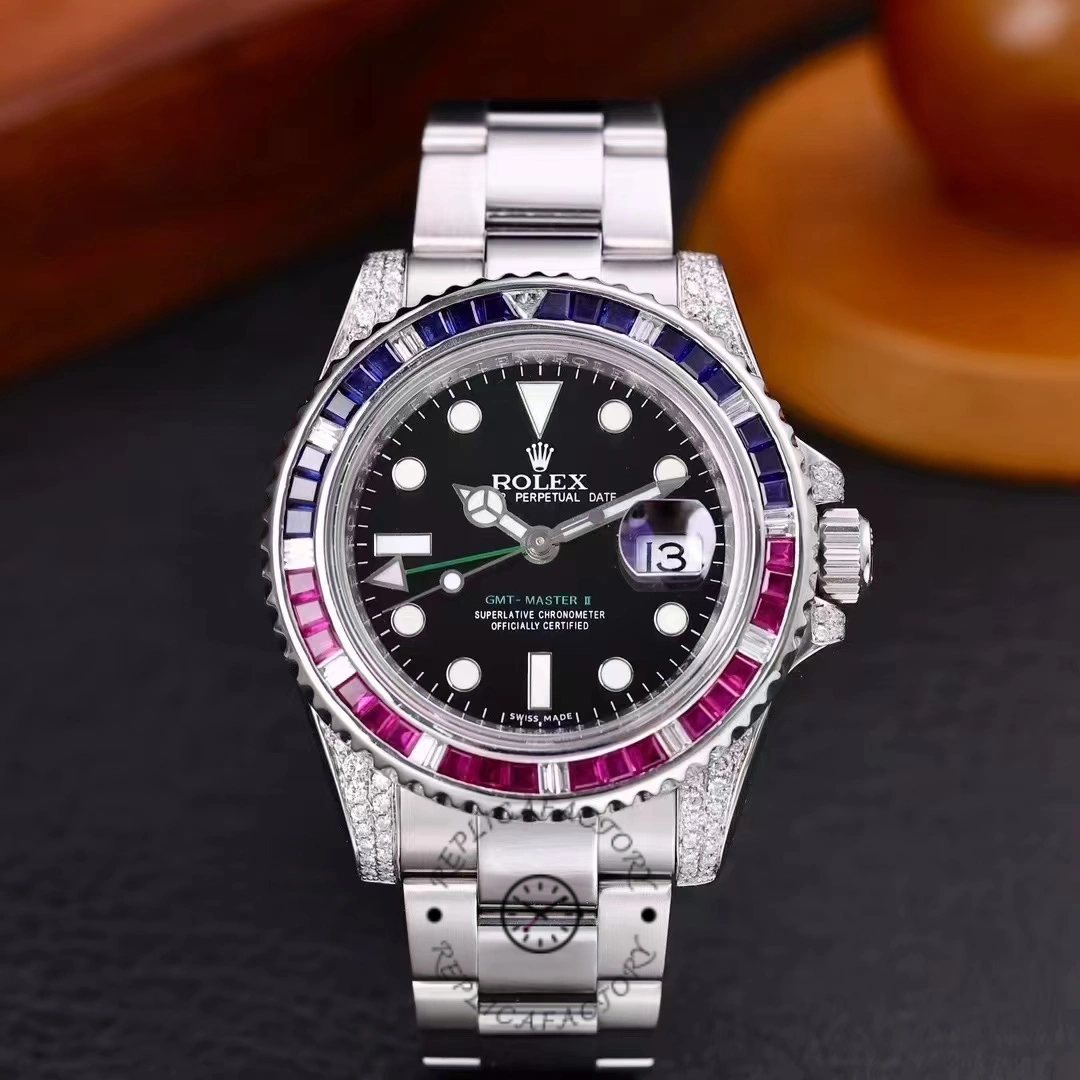 Rolex GMT Master II 126710BLRO Black Dial Diamond Case 40MM Men's Watch - QualitySwissReplica