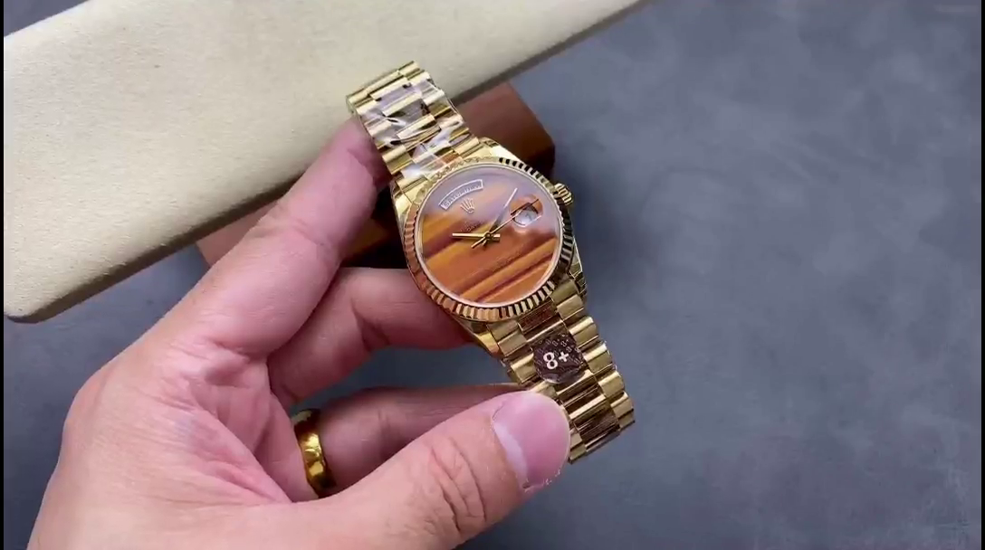Rolex Day Date 18038 Yellow Gold Tigers Eye Watch - QualitySwissReplica