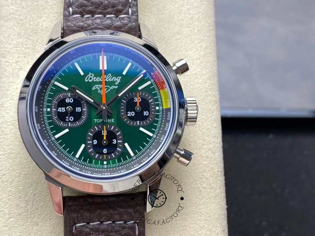 Breitling Top Time B01 Ford Mustang Automatic AB01762A1L1X1 Replica 41mm Green Dial - QualitySwissReplica