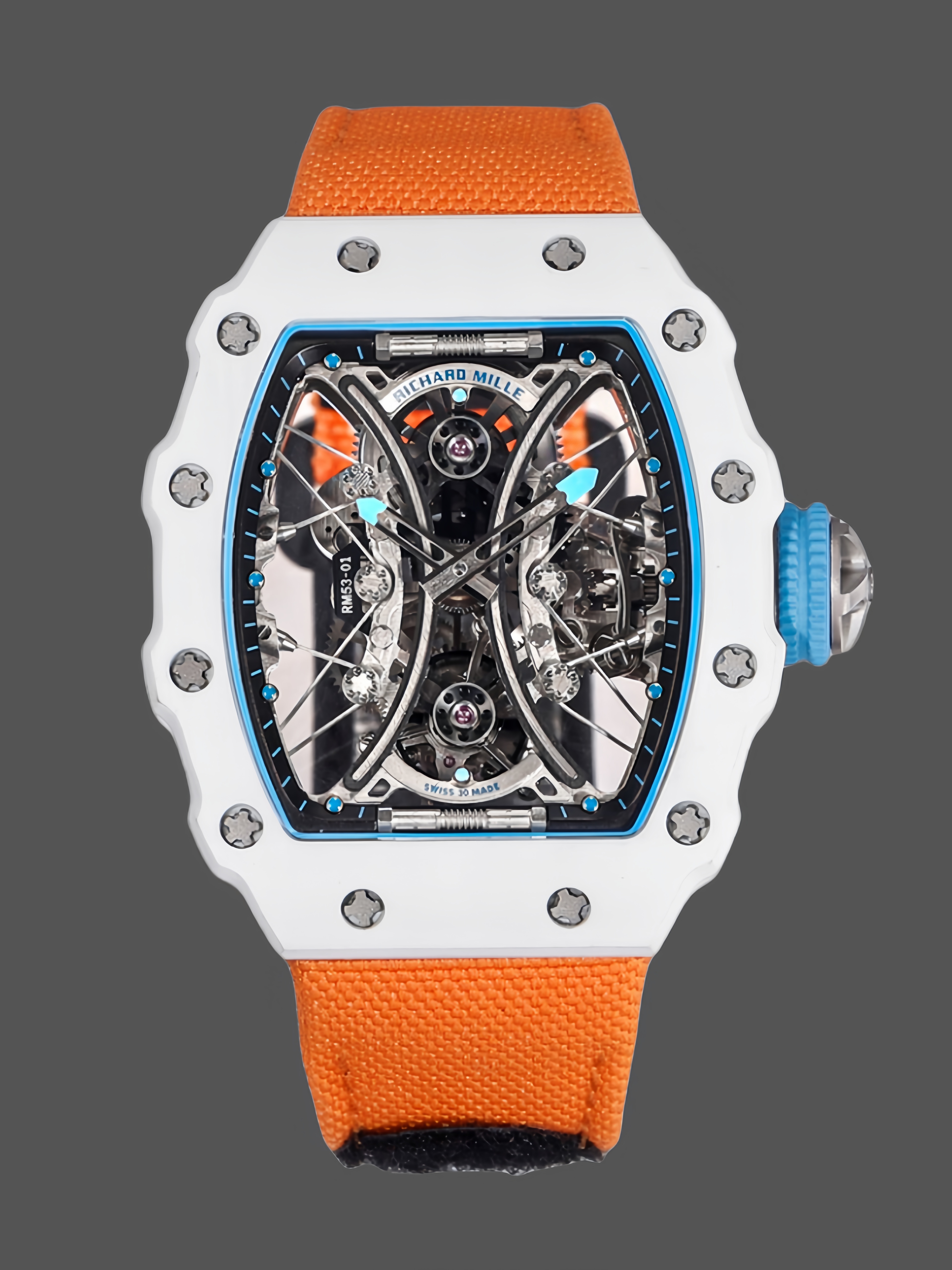 Richard Mille RM053-01 Pablo MacDonough Skeleton Dial Orange Fabric Strap - QualitySwissReplica