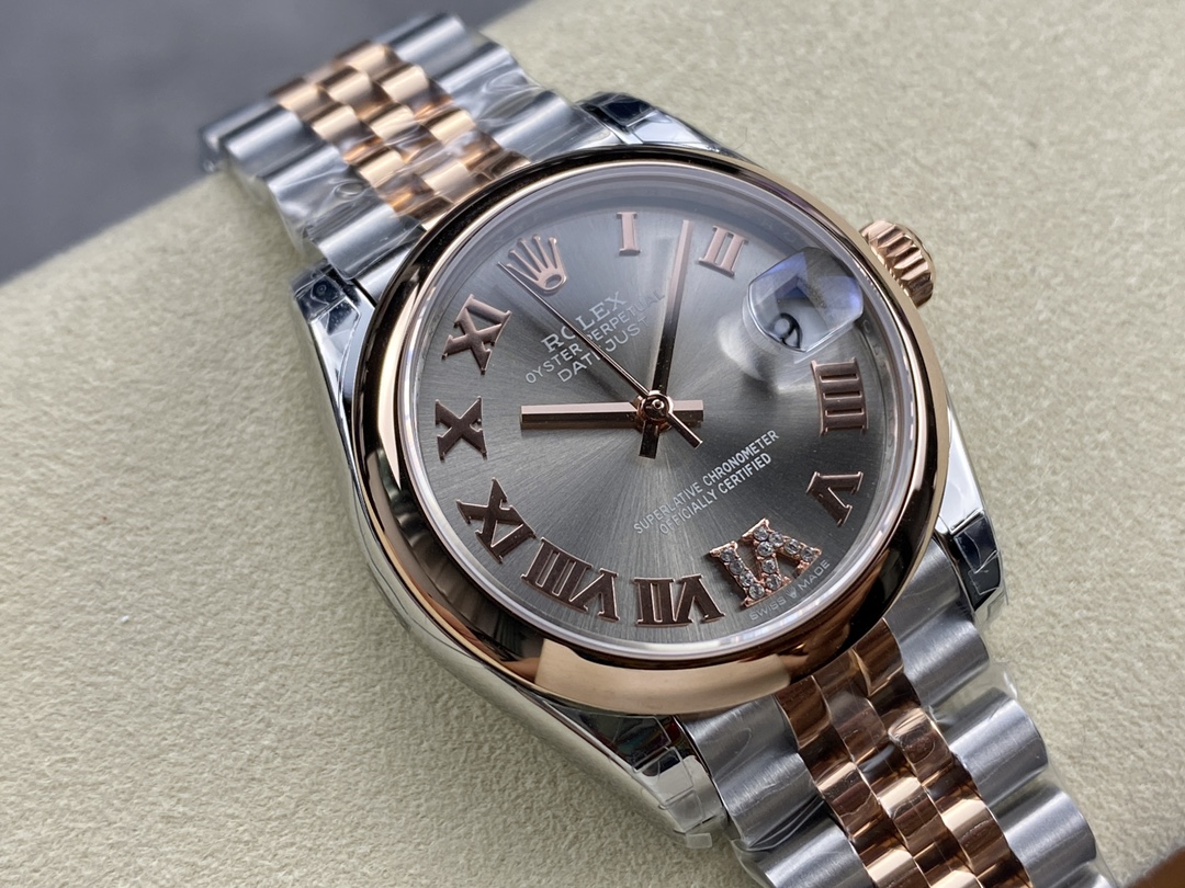 Rolex Datejust 31mm Stainless Steel and Rose Gold m278241 0030 Rhodium Roman VI Jubilee - QualitySwissReplica