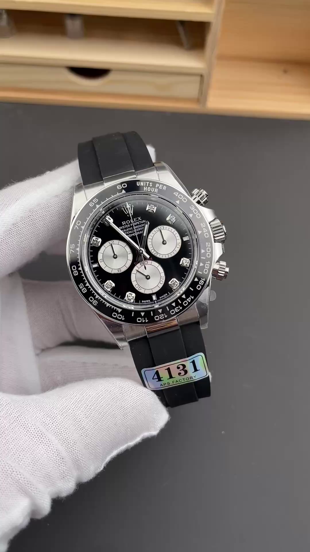Rolex Cosmograph Daytona White Gold 126519LN 0004 Bright Black Steel Diamond - QualitySwissReplica