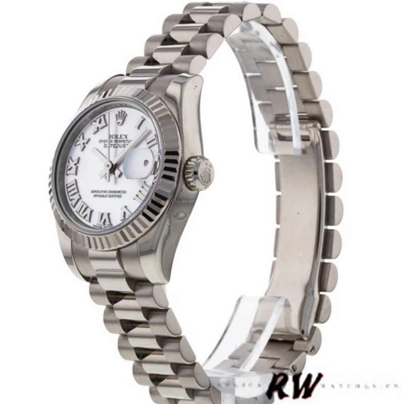 Rolex Datejust 179179 White Roman Numeral Dial Fluted Bezel 26MM Lady Replica Watch - QualitySwissReplica