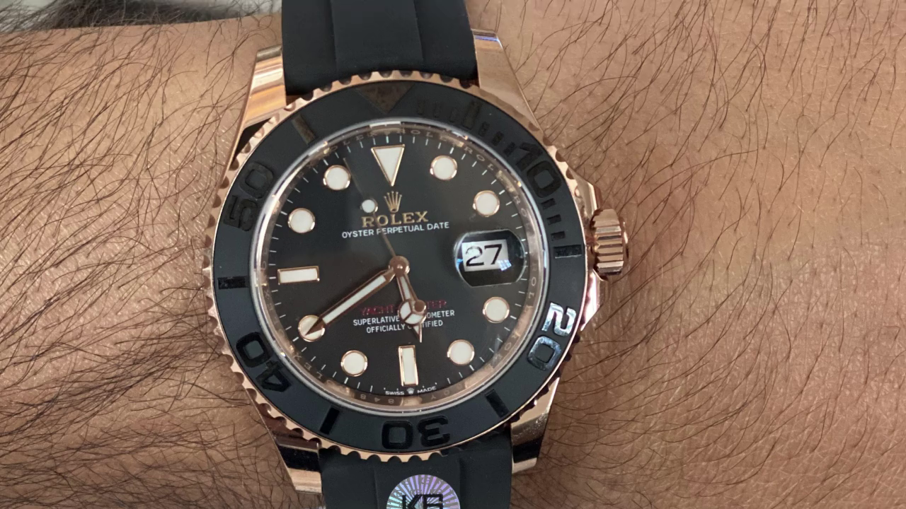 Rolex Yacht-Master 116655 Everose Gold Black Dial 40mm Mens replica Watch - QualitySwissReplica