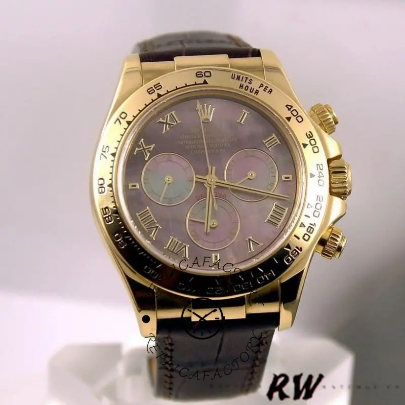 Rolex Daytona 116518 Black MOP Roman Dial 40mm Mens Replica Watch - QualitySwissReplica