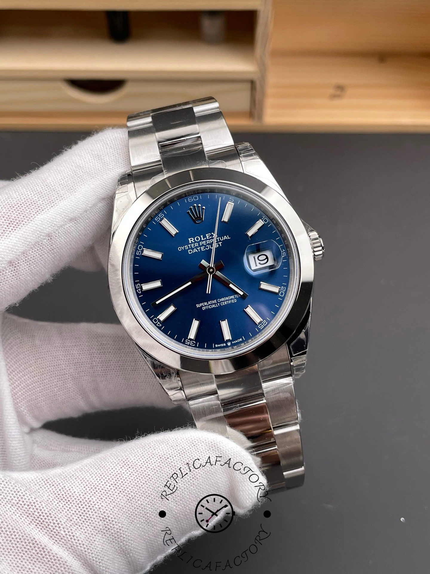 Rolex Datejust 41mm 126300-0001 Blue Dial Stainless Steel Oyster Bracelet Men's Replica Watch - QualitySwissReplica