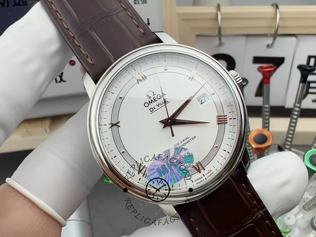 Omega De Ville Prestige Silver Dial 39.5mm Replica 424.13.40.20.02.002 - QualitySwissReplica