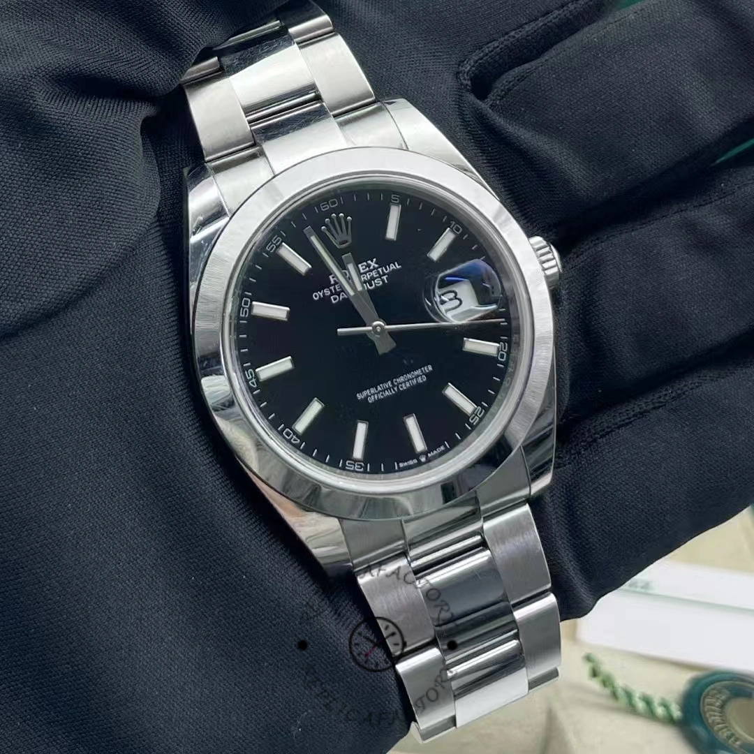 Rolex Datejust 41mm Black Index Oyster Stainless Steel 126300 0011 Men's Watch - QualitySwissReplica