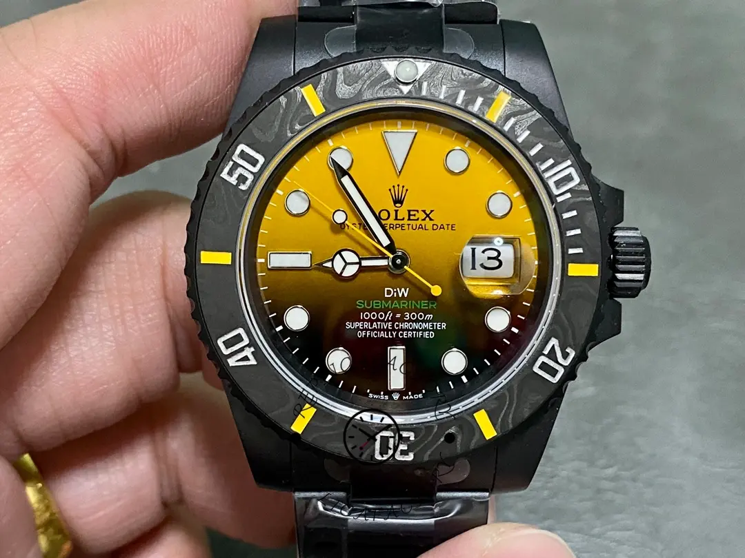 Rolex Submariner 116610 PVD-DLC Stainless Steel Carbon Fiber Bezel Yellow & Black Dial - QualitySwissReplica
