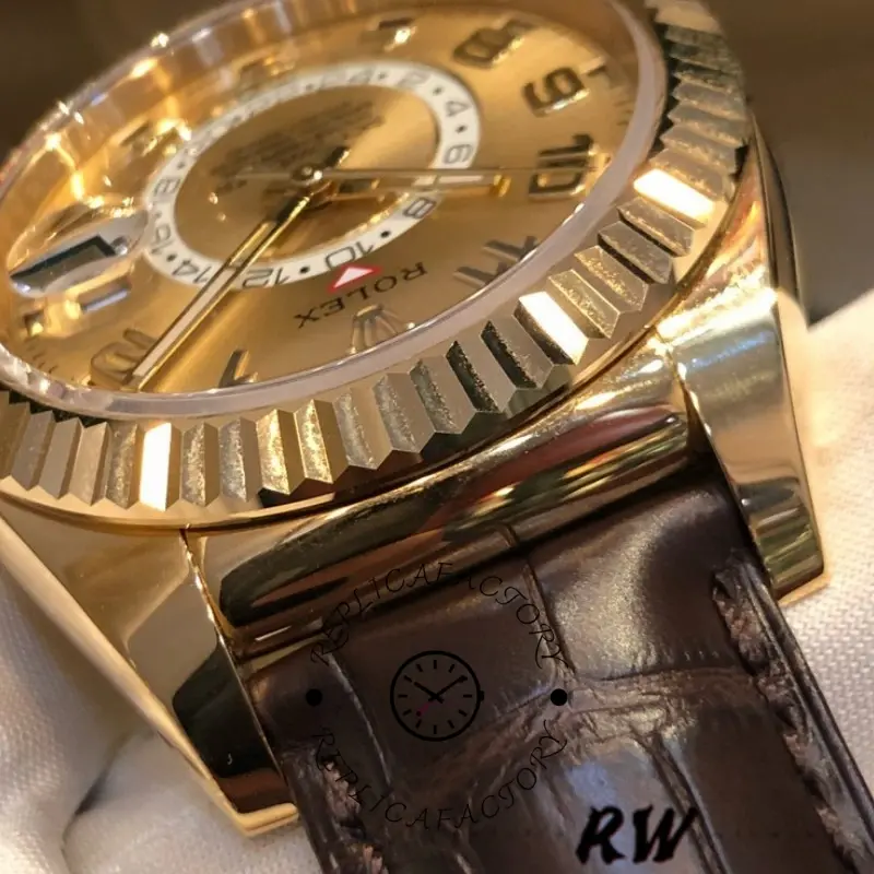 Rolex Sky-Dweller 326138 Champagne Arabic Dial Yellow Gold 42MM Mens Replica Watch - QualitySwissReplica