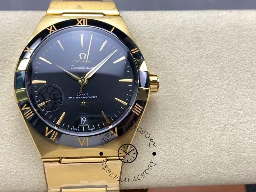 Omega Constellation 131.63.41.21.01.001 Replica Gold Bracelet Men's Watch - QualitySwissReplica