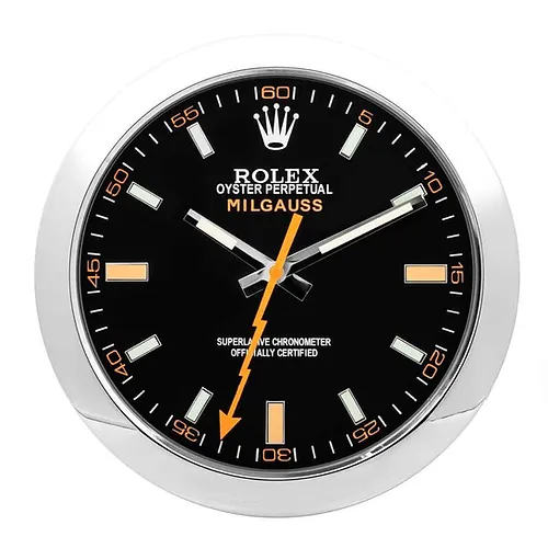 Rolex Milgauss Silver & Black Wall Clock - QualitySwissReplica