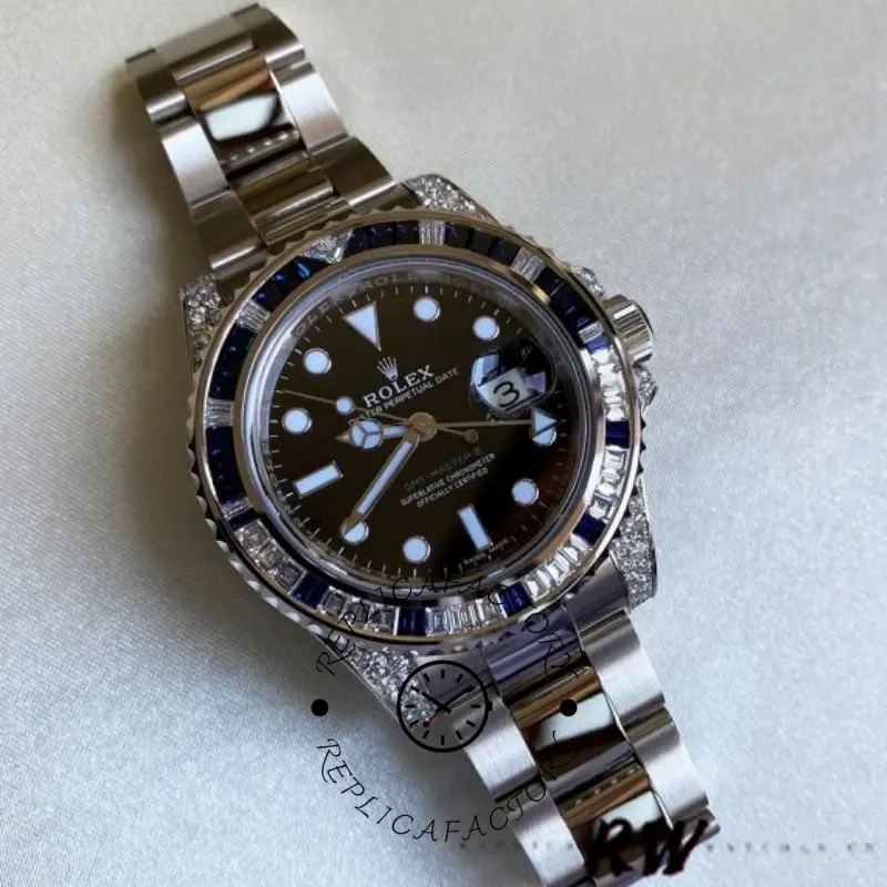 Rolex GMT Master II 116759SA Black Dial White Gold 40mm Mens Replica Watch - QualitySwissReplica