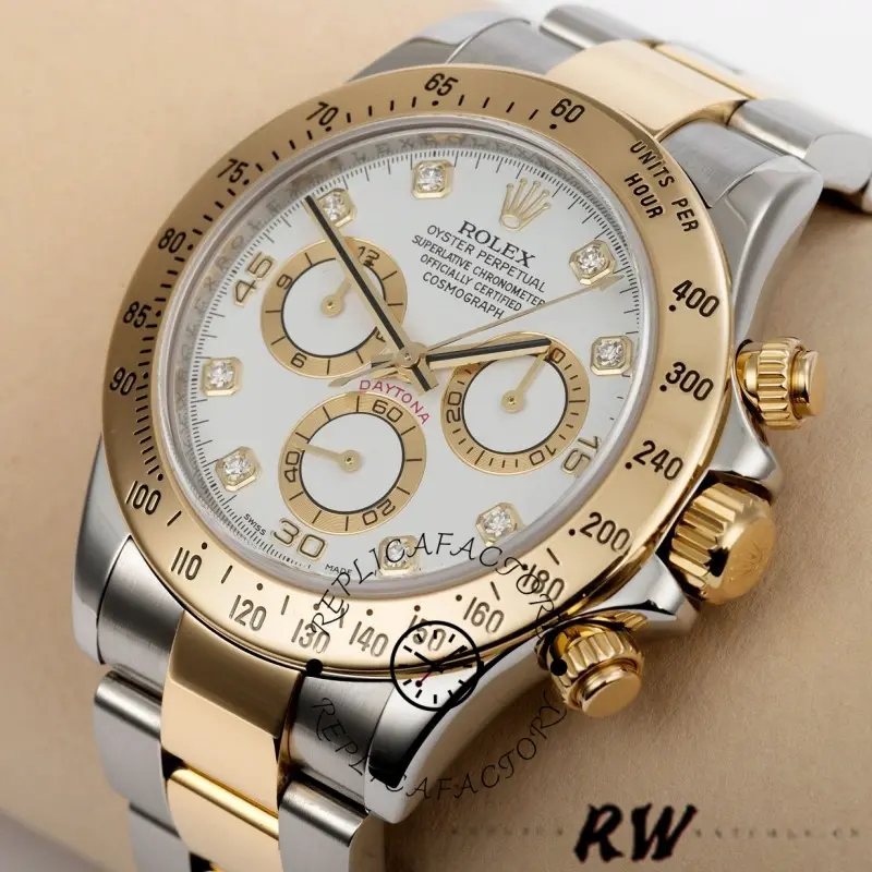 Rolex Daytona 116523 White Diamond Dial 40mm Mens Replica Watch - QualitySwissReplica