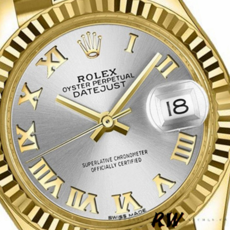Rolex Datejust 279178 Silver Roman Dial Fluted Bezel 28mm Lady Replica Watch - QualitySwissReplica