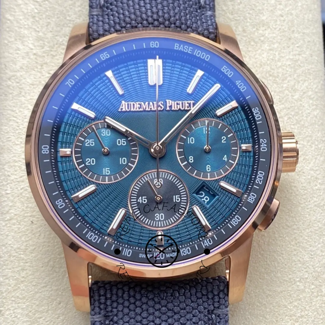 AP CODE 11.59 Selfwinding 41 Rose Gold Blue Strap 26393OR.OO.A348KB.01 Replica - QualitySwissReplica