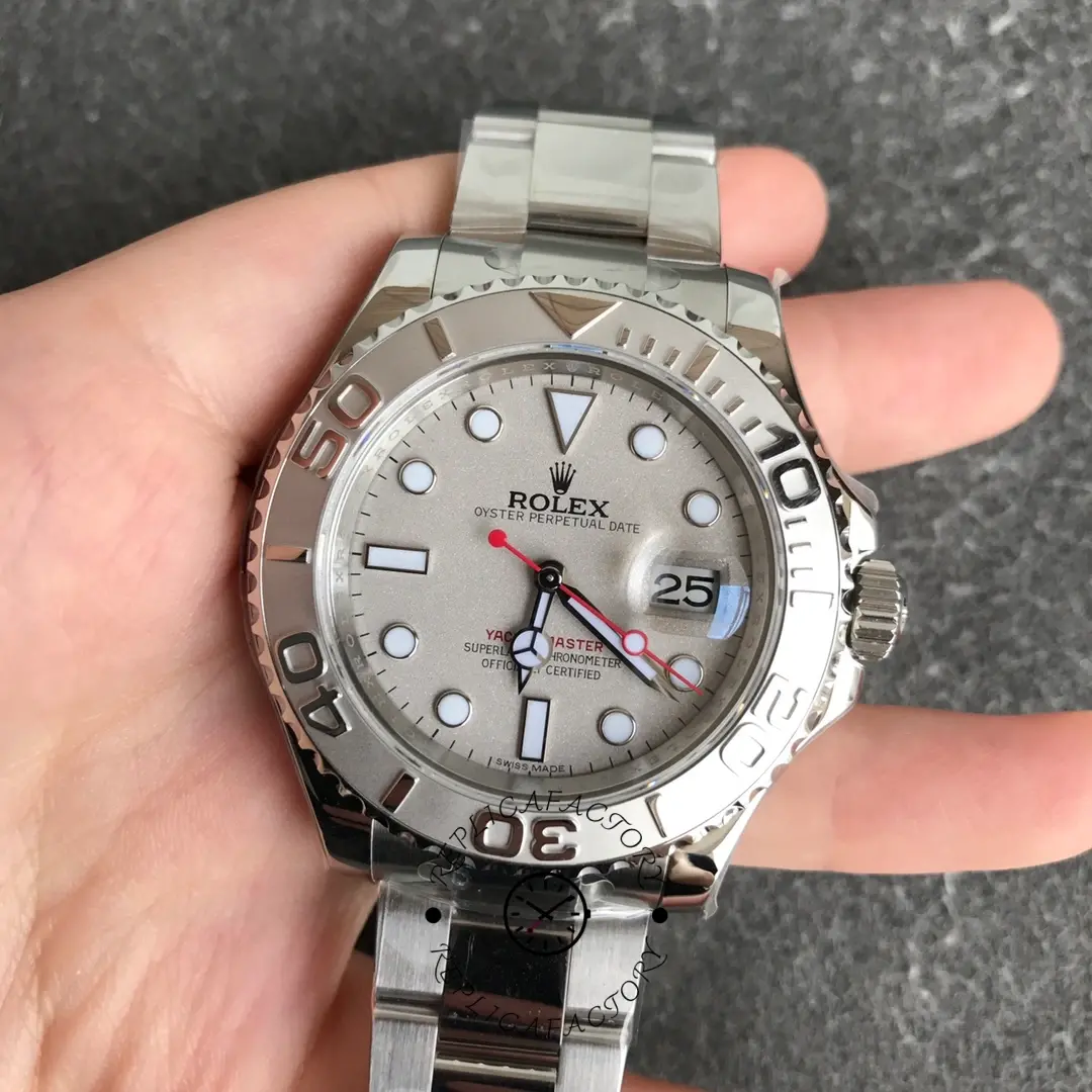 Rolex Yachtmaster 168622 Platinum Stainless Steel Silver Dial 35mm Unisex Replica Watch - QualitySwissReplica