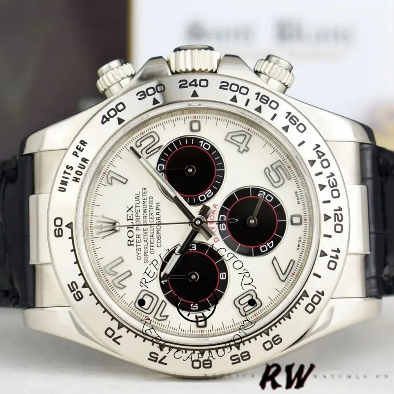 Rolex Daytona 116519 Panda Dial Black Leather Strap 40mm Mens Replica Watch - QualitySwissReplica