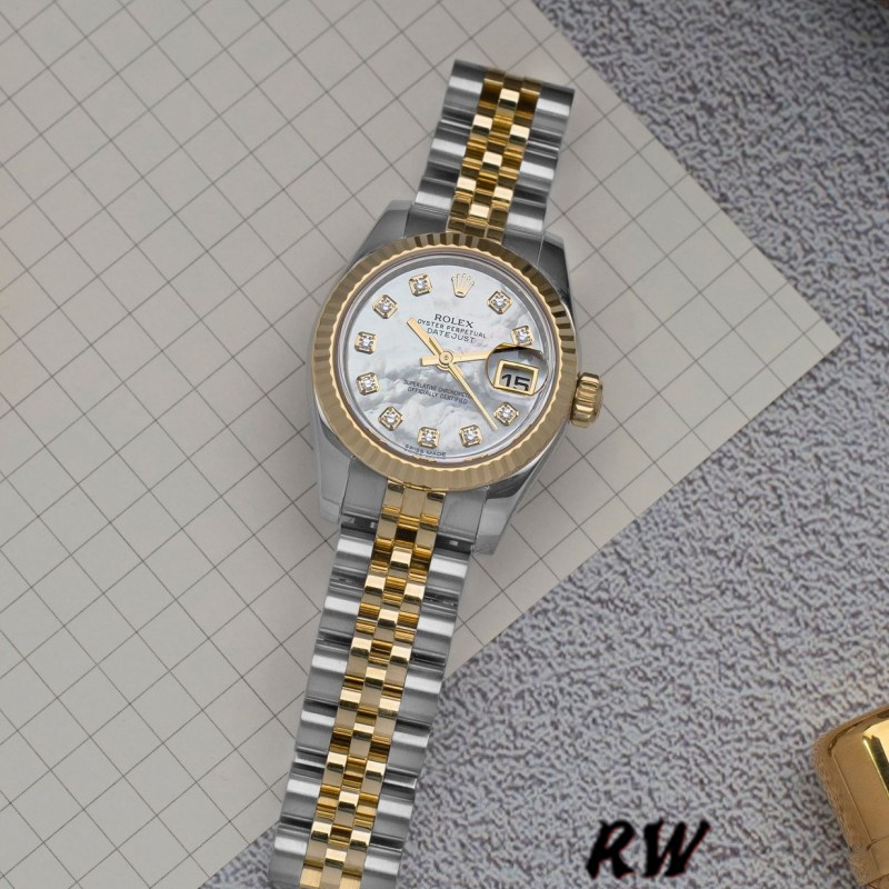 Rolex Datejust 179173 White MOP Dial Fluted Bezel 26MM Lady Replica Watch - QualitySwissReplica