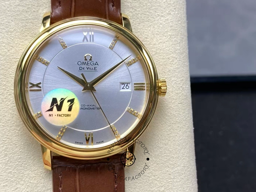 Omega De Ville Prestige Brown Leather Strap 424.53.40.20.52.001 Clone - QualitySwissReplica
