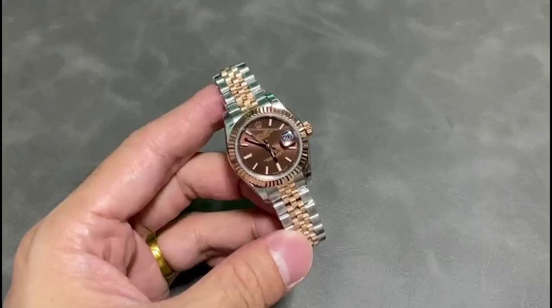 Rolex Datejust 28 Chocolate Index Steel & Rose Gold m279171 0017 - QualitySwissReplica