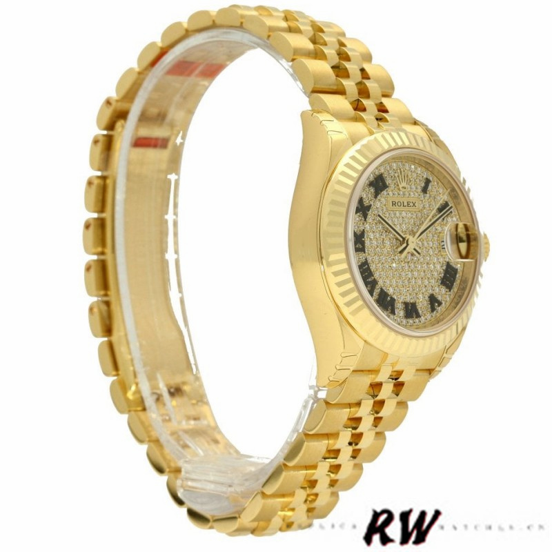 Rolex Datejust 279178 Diamond Pave Dial Yellow Gold 28mm Lady Replica Watch - QualitySwissReplica