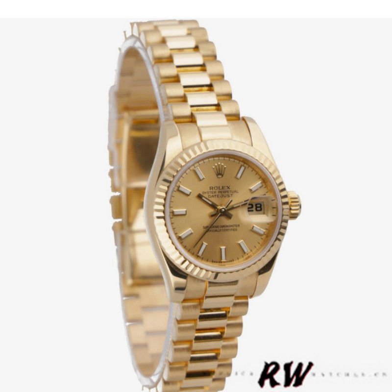 Rolex Datejust 179178 Champagne Index Dial Yellow Gold 26MM Lady Replica Watch - QualitySwissReplica