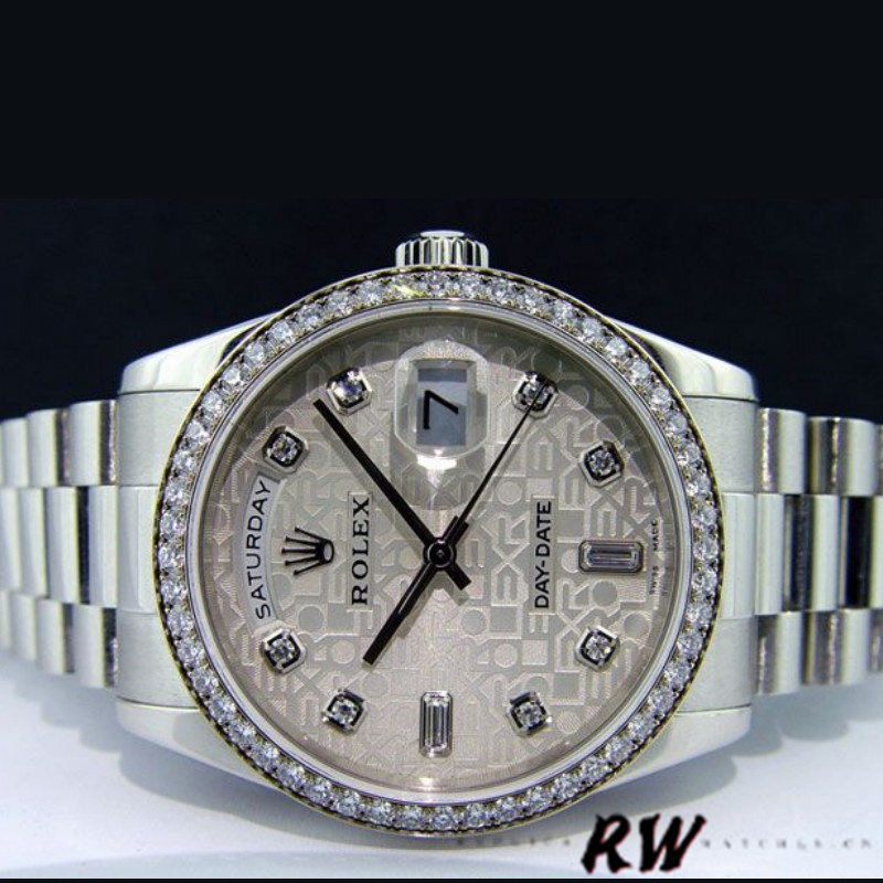 Rolex Day Date 118346 Silver Jubilee Diamond Dial 36mm Unisex Replica Watch - QualitySwissReplica