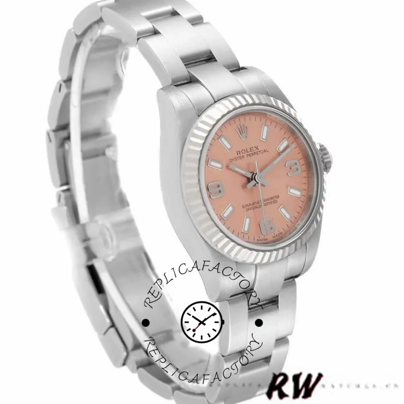Rolex Oyster Perpetual 176234 Fluted Bezel Pink Dial 26MM Lady Replica Watch - QualitySwissReplica