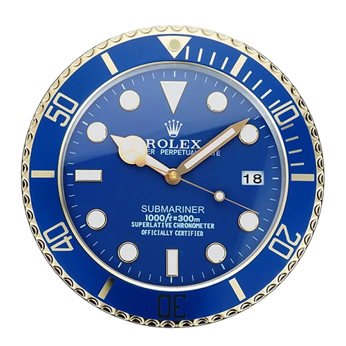 Rolex Submariner Blue & Gold Wall Clock - QualitySwissReplica