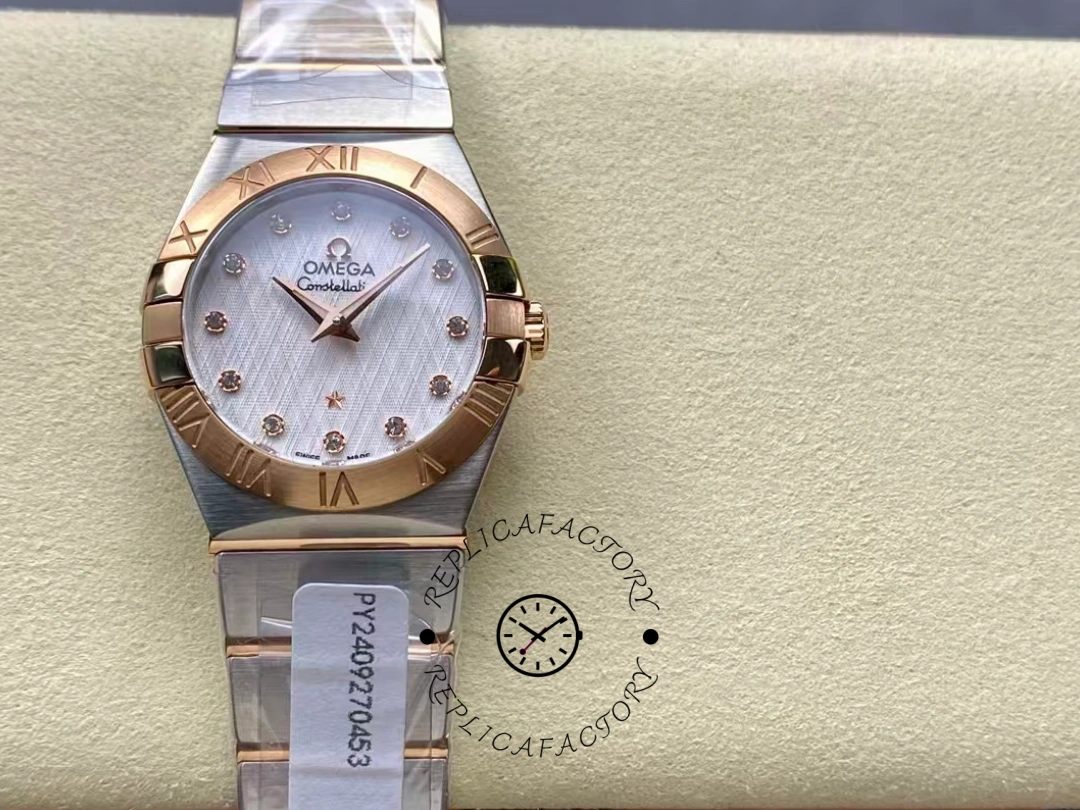 Omega Constellation Clone Quartz 123.20.27.60.52.002 Rose Gold Bezel - QualitySwissReplica