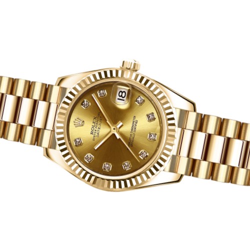 Rolex Datejust 179178 Champagne Diamonds Dial Yellow Gold 26MM Lady Replica Watch - QualitySwissReplica