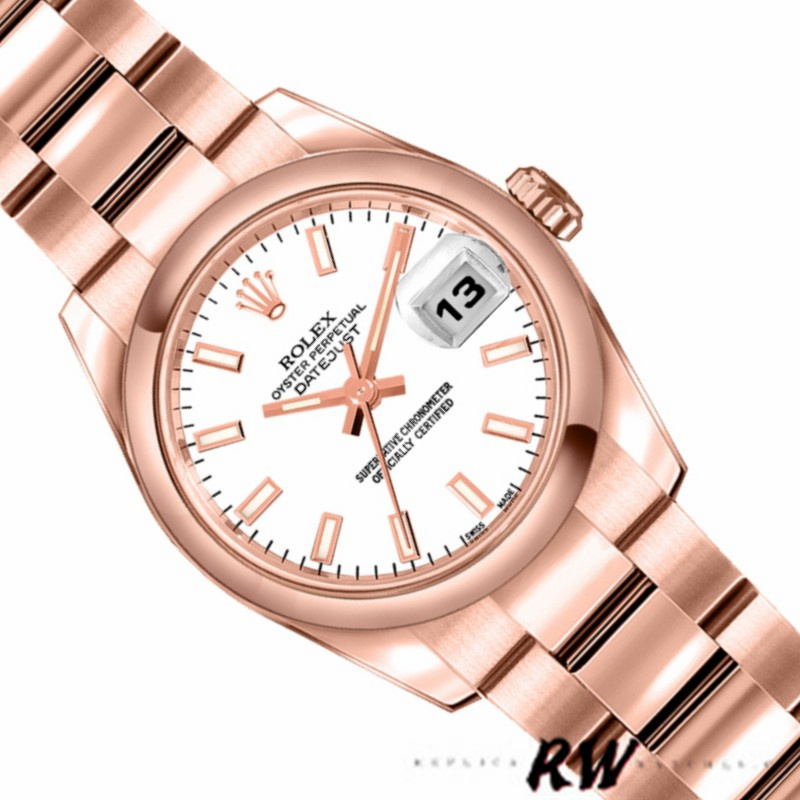 Rolex Datejust 179165 Everose Gold White Index Dial 26MM Lady Replica Watch - QualitySwissReplica