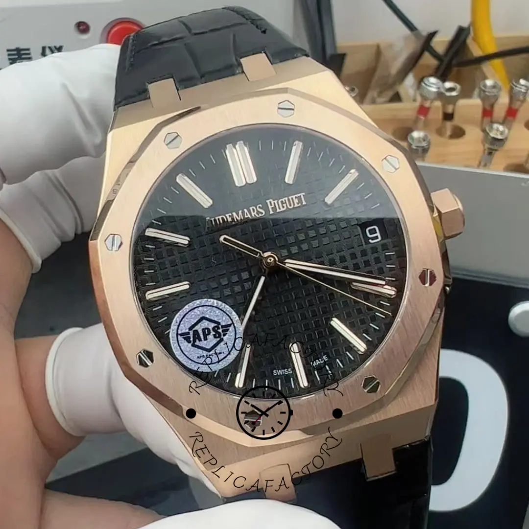AP Royal Oak 41 Leather Strap 15510OR.OO.D002CR.02 1:1 Clone Chronograph - QualitySwissReplica