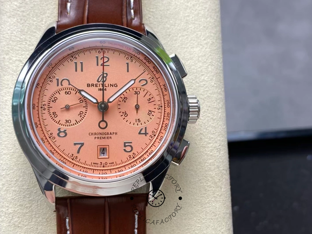 Breitling Premier B01 Chronograph 42 AB0145331K1P2 Replica Copper Dial - QualitySwissReplica