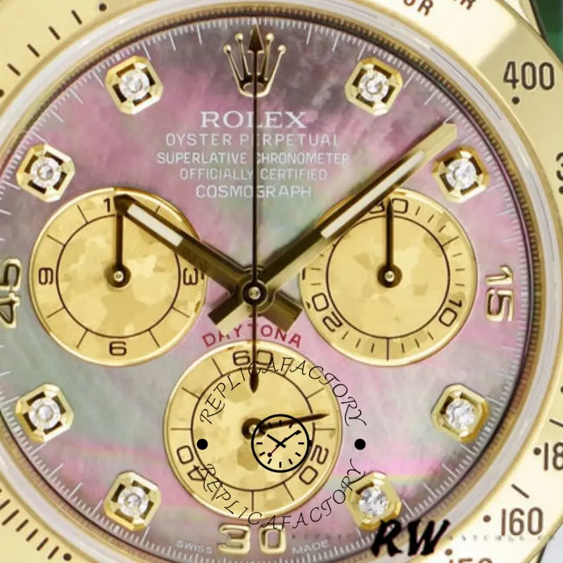 Rolex Cosmograph Daytona 116528 Black MOP Diamond Dial 40MM Mens Replica Watch - QualitySwissReplica