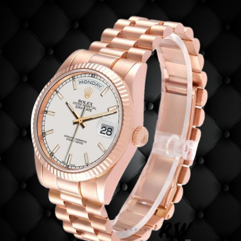 Rolex Day-Date 118235 White Dial 36mm Unisex Replica Watch - QualitySwissReplica