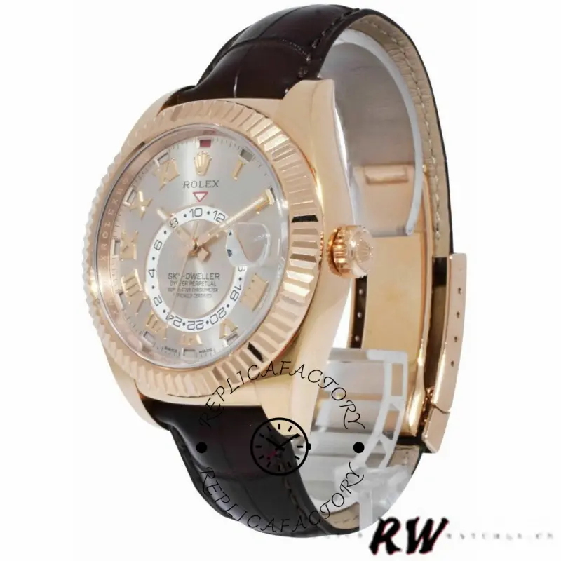 Rolex Sky-Dweller 326135 Sundust Dial Rose Gold 42MM Mens Replica Watch - QualitySwissReplica