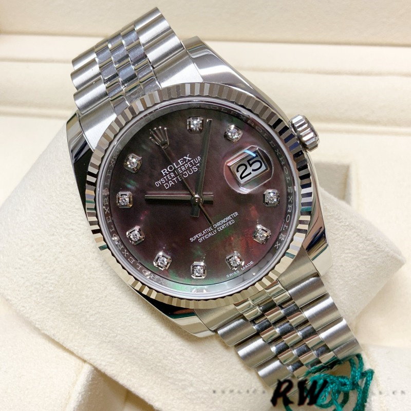 Rolex Datejust 116234 Black MOP Diamond Dial 36mm Unisex Replica Watch - QualitySwissReplica