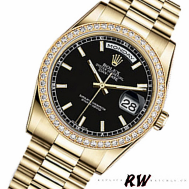 Rolex Day Date 118348 Black Dial 36mm Unisex Replica Watch - QualitySwissReplica