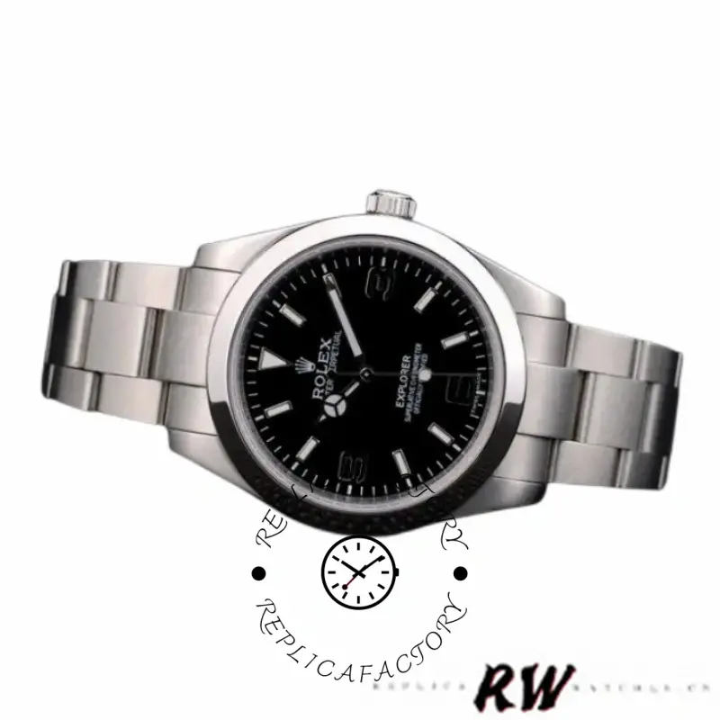 Rolex Explorer 42002 Stainless Steel Black Dial 39MM Mens Replica Watch - QualitySwissReplica