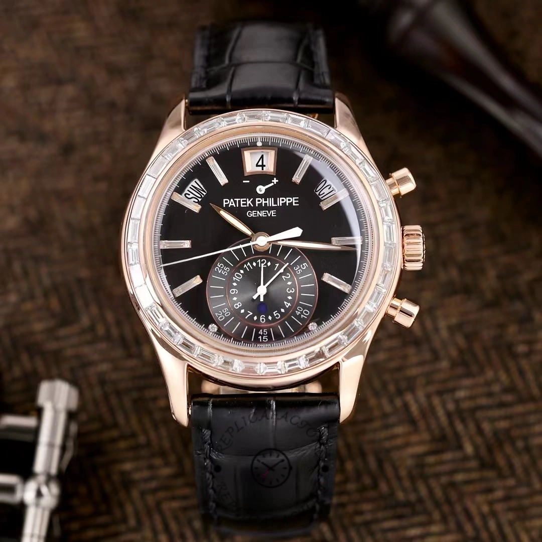 Patek Philippe Complications Annual Calendar Flyback Chrono 18k Rose Baguette Diamond 5961R-010 40.5 mm - QualitySwissReplica