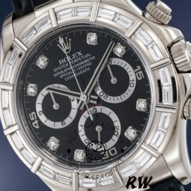 Rolex Cosmograph Daytona 116589 Black Diamond Dial 40MM Mens Replica Watch - QualitySwissReplica